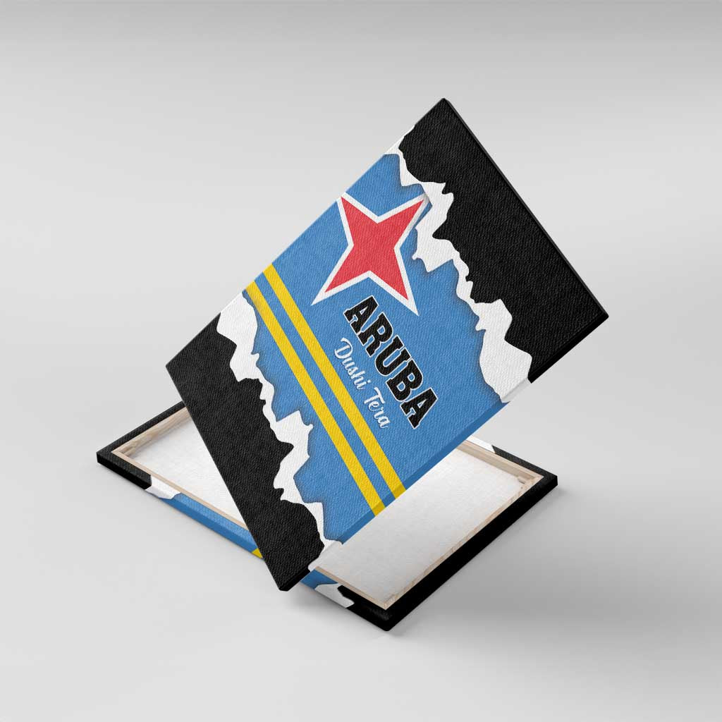Aruba Dushi Tera Canvas Wall Art Coat Of Arms Torn Paper Stylized