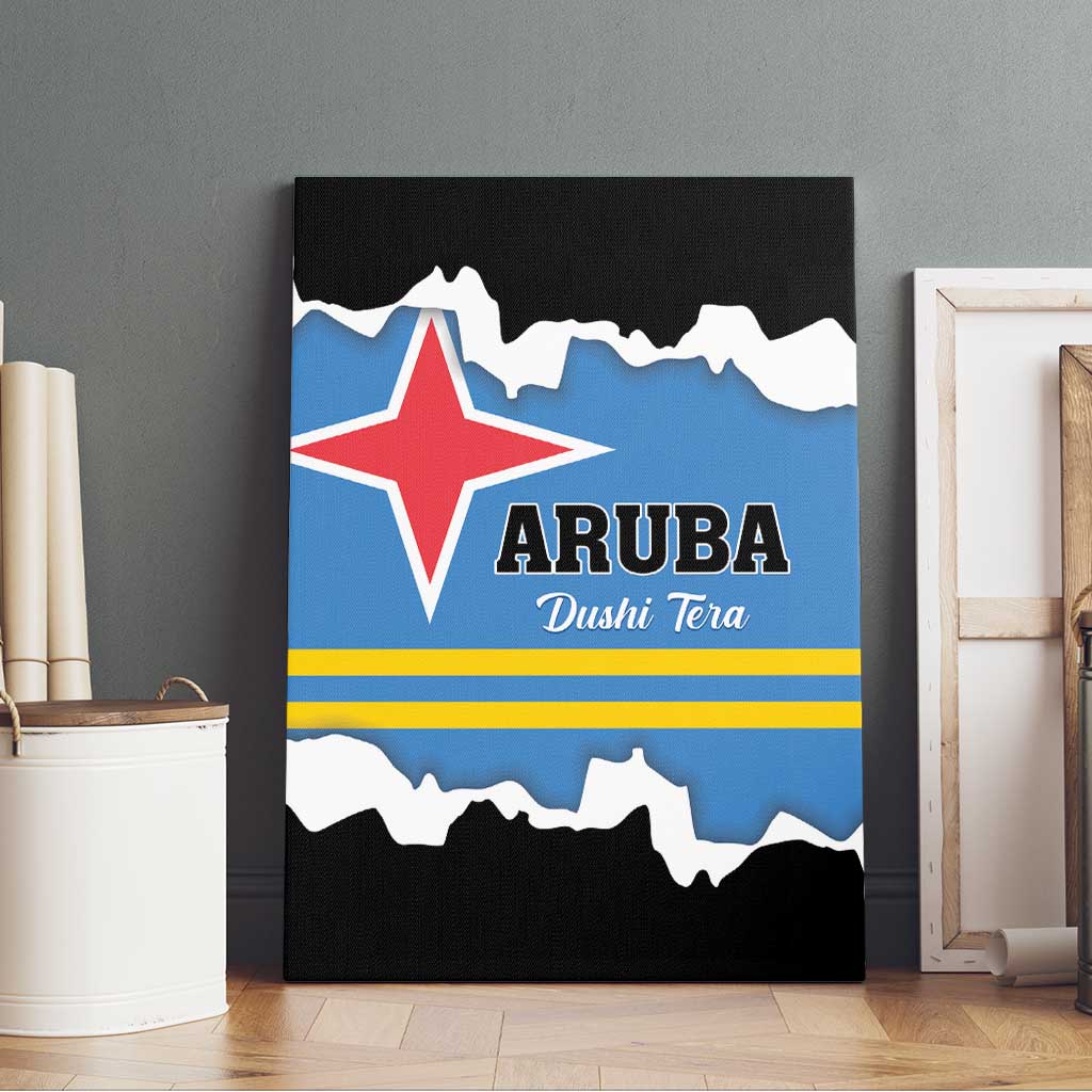 Aruba Dushi Tera Canvas Wall Art Coat Of Arms Torn Paper Stylized
