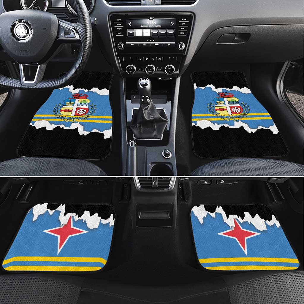 Aruba Dushi Tera Car Mats Coat Of Arms Torn Paper Stylized