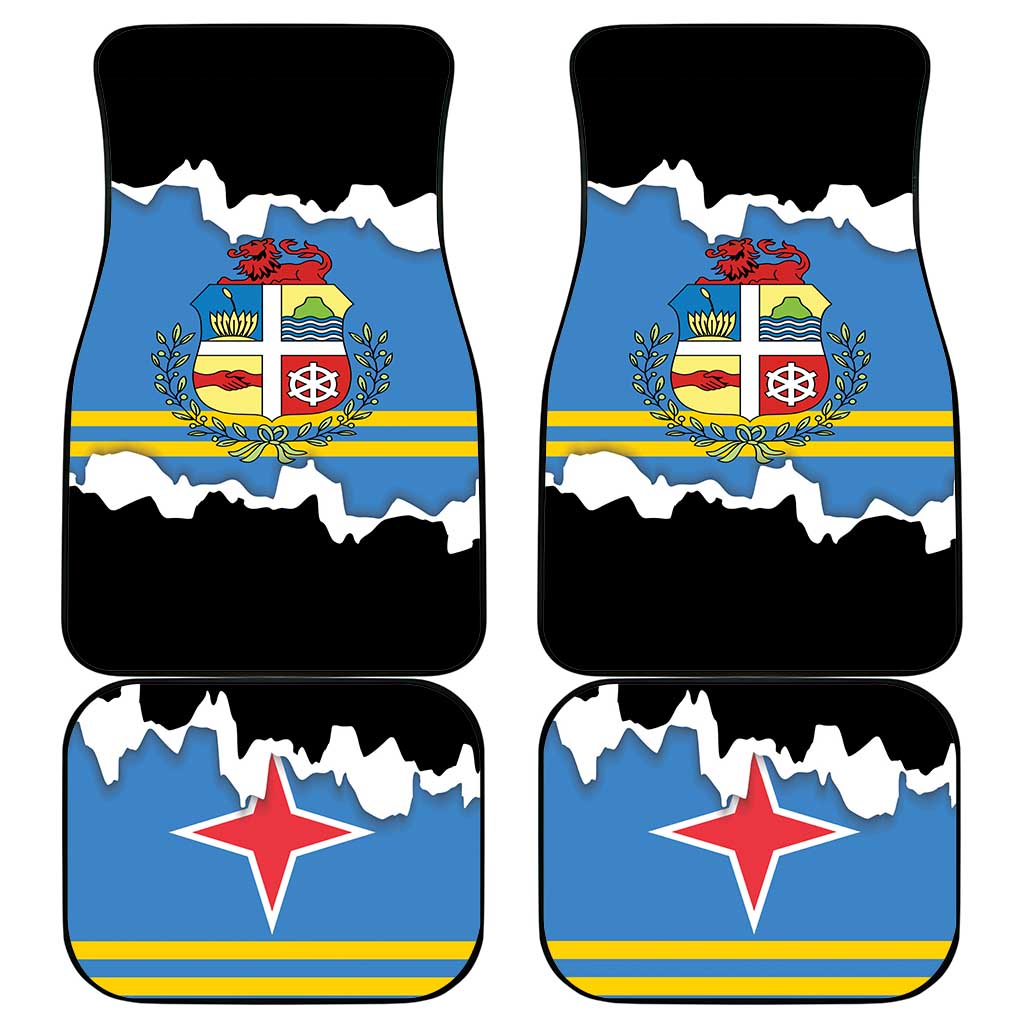 Aruba Dushi Tera Car Mats Coat Of Arms Torn Paper Stylized