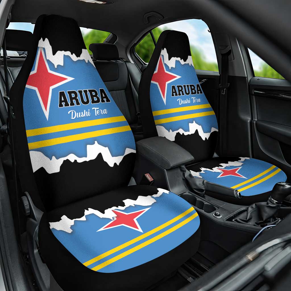 Aruba Dushi Tera Car Seat Cover Coat Of Arms Torn Paper Stylized