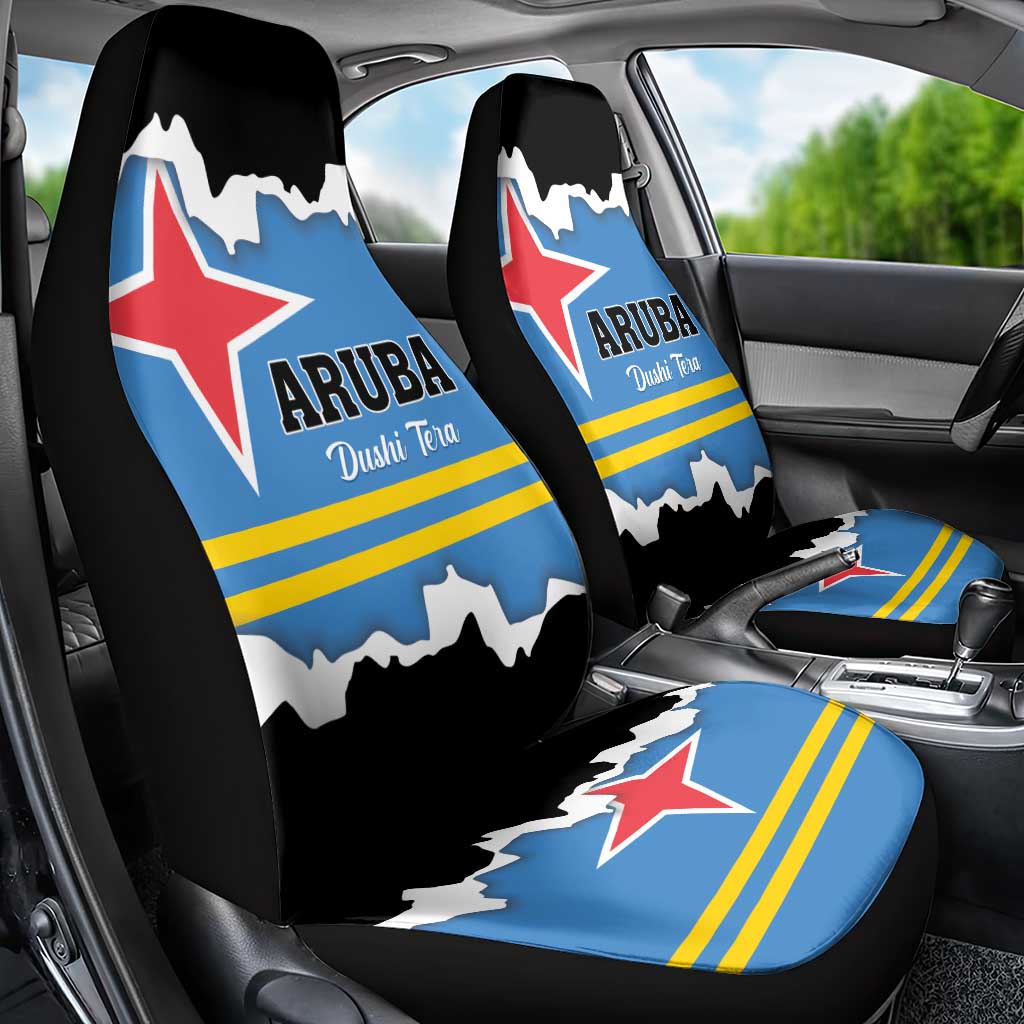 Aruba Dushi Tera Car Seat Cover Coat Of Arms Torn Paper Stylized