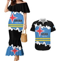 Aruba Dushi Tera Couples Matching Mermaid Dress and Hawaiian Shirt Coat Of Arms Torn Paper Stylized