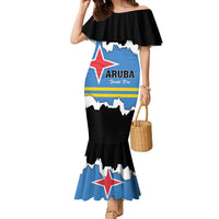 Aruba Dushi Tera Family Matching Mermaid Dress and Hawaiian Shirt Coat Of Arms Torn Paper Stylized