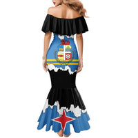 Aruba Dushi Tera Family Matching Mermaid Dress and Hawaiian Shirt Coat Of Arms Torn Paper Stylized