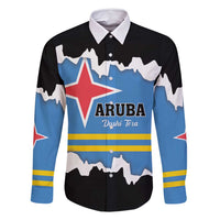 Aruba Dushi Tera Family Matching Off Shoulder Maxi Dress and Hawaiian Shirt Coat Of Arms Torn Paper Stylized