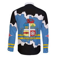 Aruba Dushi Tera Family Matching Off Shoulder Maxi Dress and Hawaiian Shirt Coat Of Arms Torn Paper Stylized