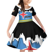 Aruba Dushi Tera Family Matching Off Shoulder Short Dress and Hawaiian Shirt Coat Of Arms Torn Paper Stylized