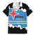 Aruba Dushi Tera Family Matching Short Sleeve Bodycon Dress and Hawaiian Shirt Coat Of Arms Torn Paper Stylized