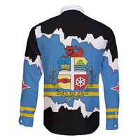 Aruba Dushi Tera Family Matching Short Sleeve Bodycon Dress and Hawaiian Shirt Coat Of Arms Torn Paper Stylized