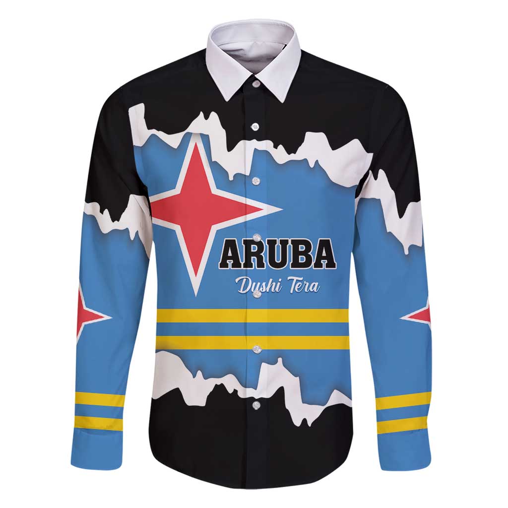 Aruba Dushi Tera Family Matching Tank Maxi Dress and Hawaiian Shirt Coat Of Arms Torn Paper Stylized