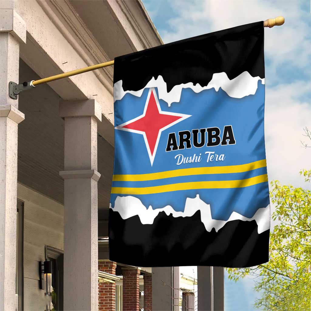 Aruba Dushi Tera Garden Flag Coat Of Arms Torn Paper Stylized