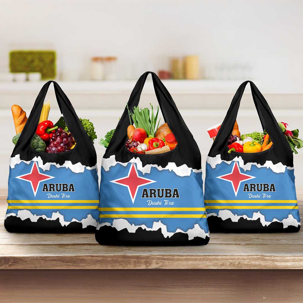 Aruba Dushi Tera Grocery Bag Coat Of Arms Torn Paper Stylized