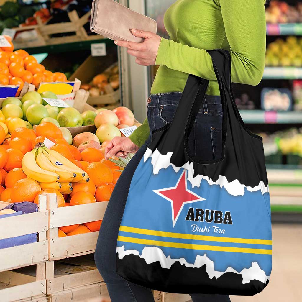 Aruba Dushi Tera Grocery Bag Coat Of Arms Torn Paper Stylized
