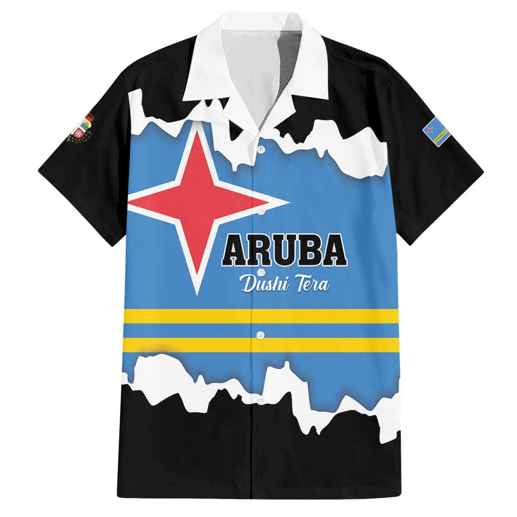 Aruba Dushi Tera Hawaiian Shirt Coat Of Arms Torn Paper Stylized