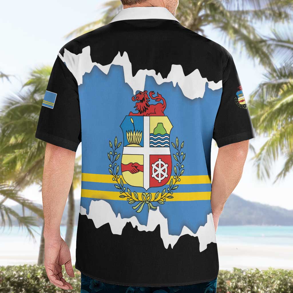 Aruba Dushi Tera Hawaiian Shirt Coat Of Arms Torn Paper Stylized