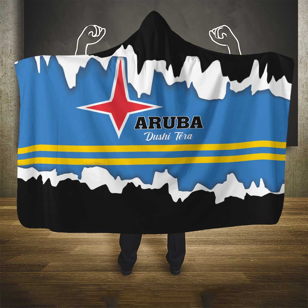 Aruba Dushi Tera Hooded Blanket Coat Of Arms Torn Paper Stylized