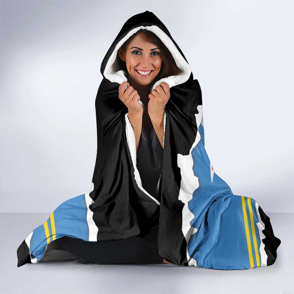 Aruba Dushi Tera Hooded Blanket Coat Of Arms Torn Paper Stylized