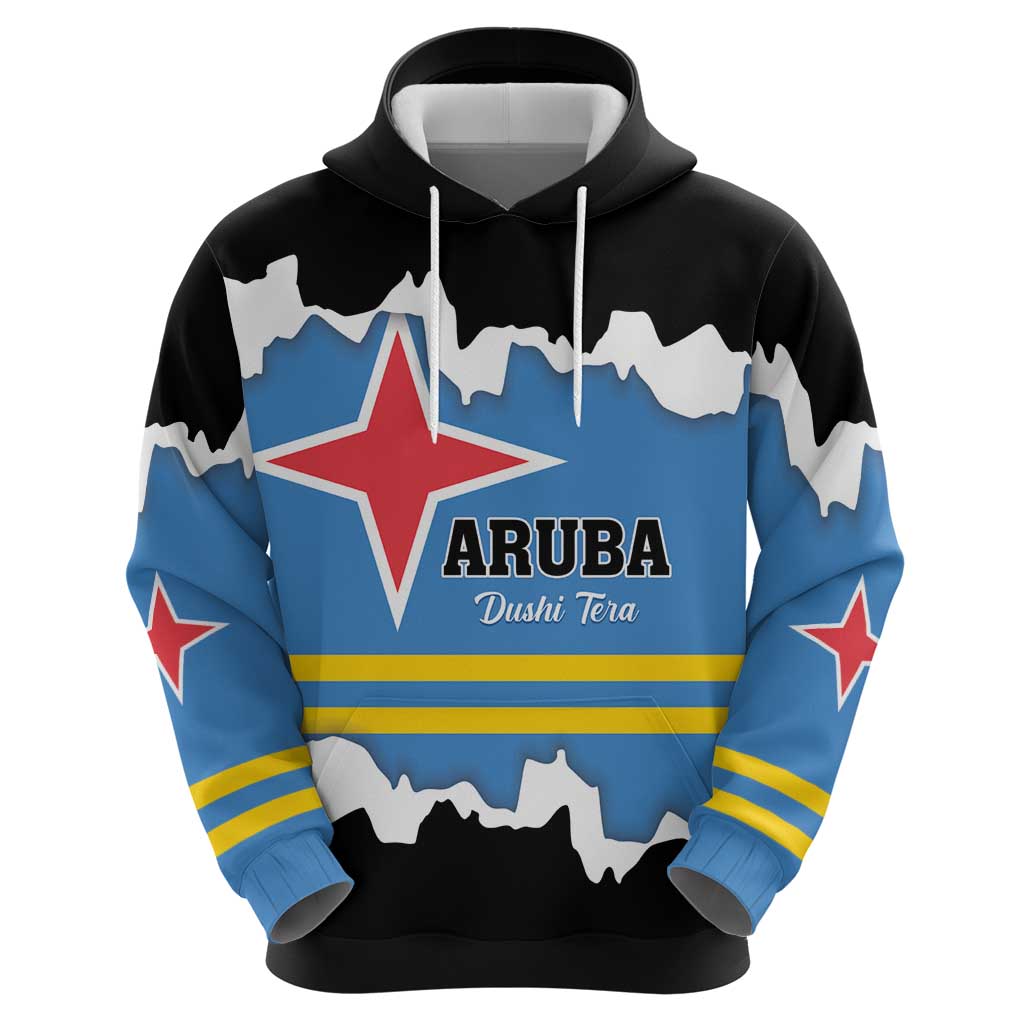 Aruba Dushi Tera Hoodie Coat Of Arms Torn Paper Stylized