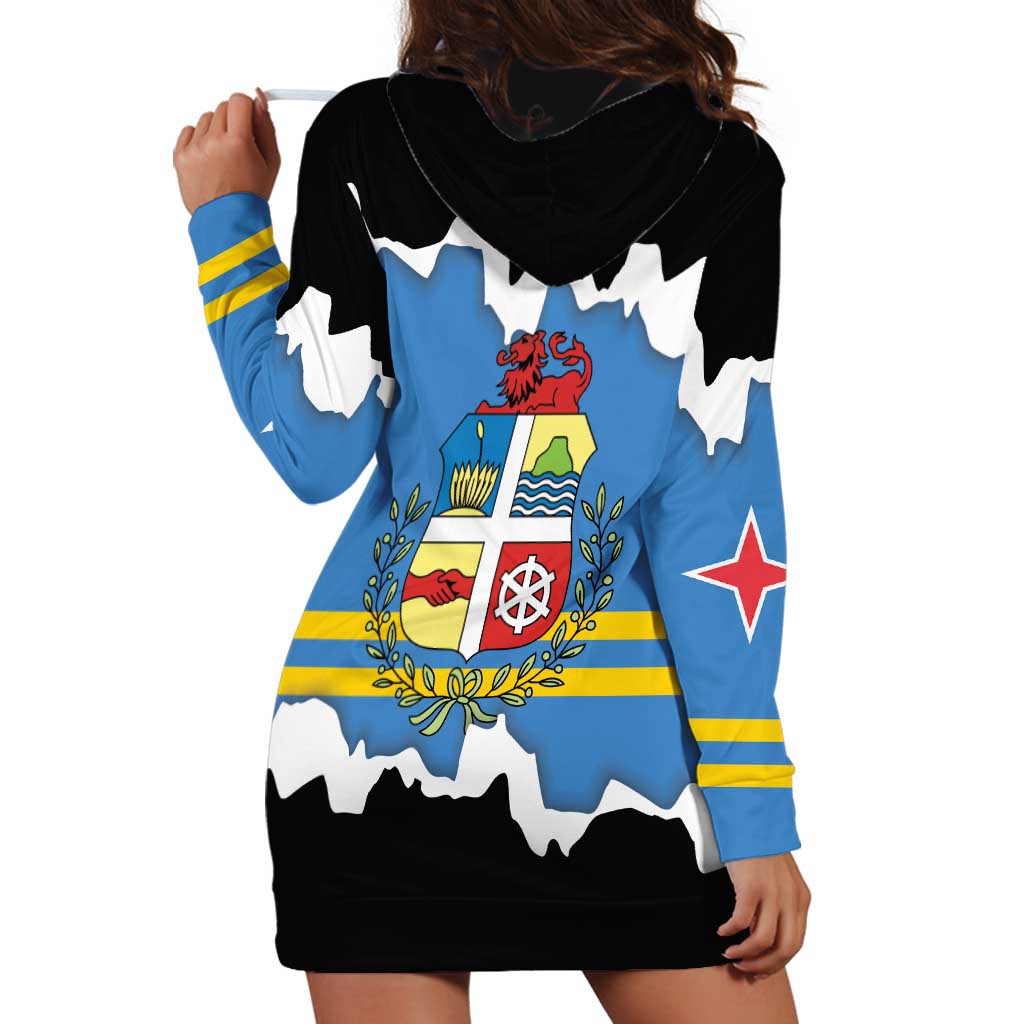 Aruba Dushi Tera Hoodie Dress Coat Of Arms Torn Paper Stylized