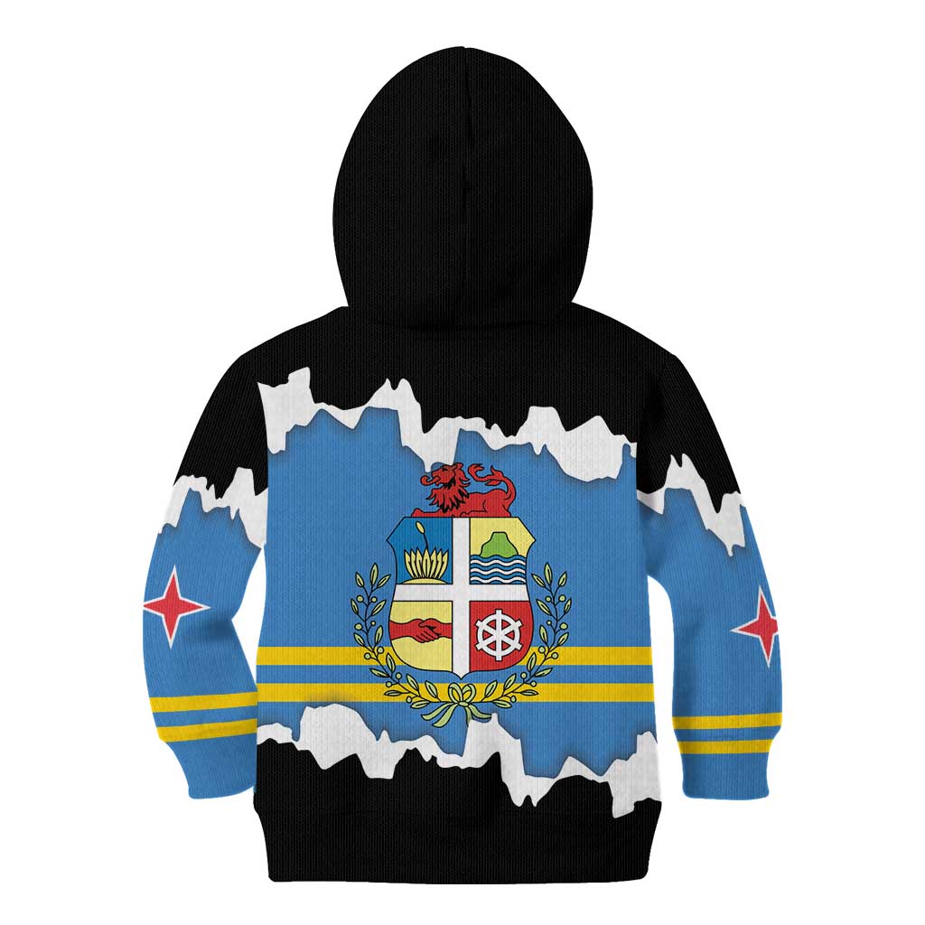 Aruba Dushi Tera Kid Hoodie Coat Of Arms Torn Paper Stylized