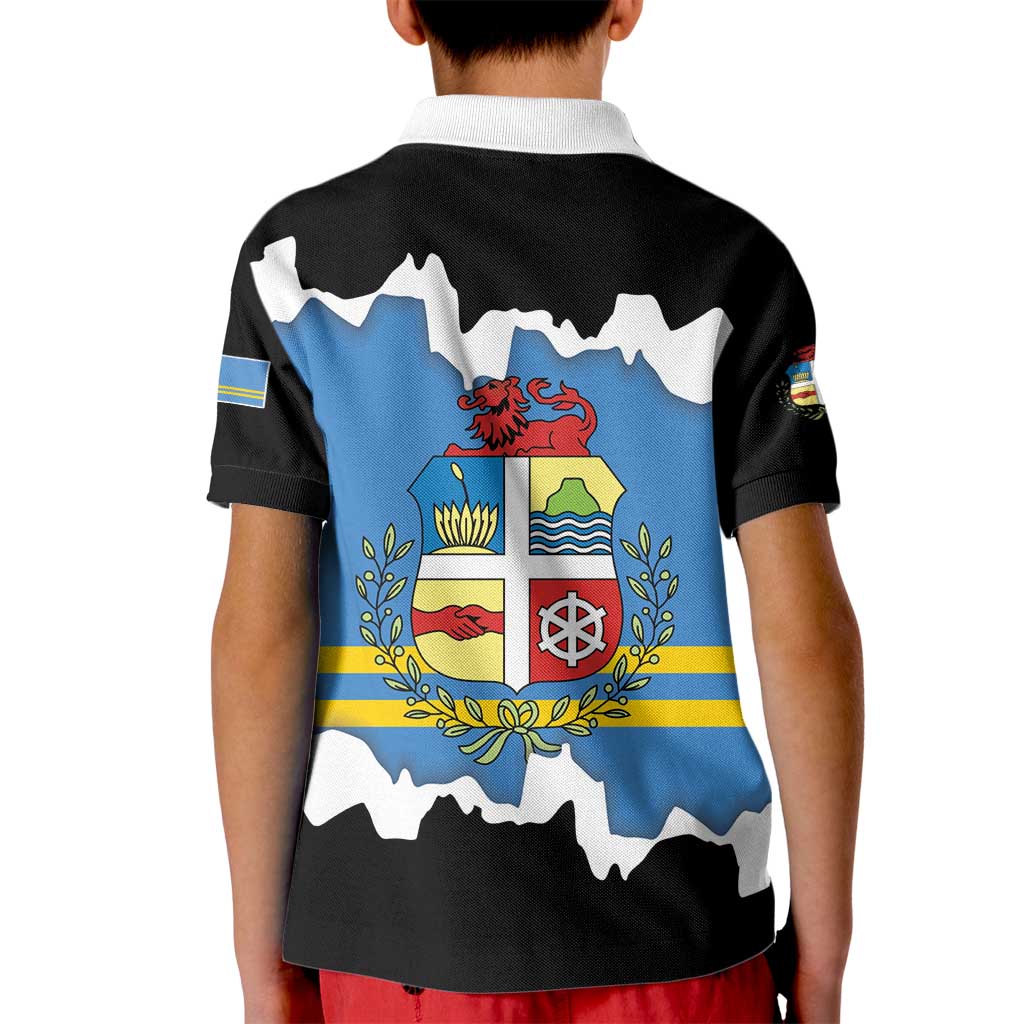 Aruba Dushi Tera Kid Polo Shirt Coat Of Arms Torn Paper Stylized