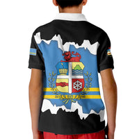 Aruba Dushi Tera Kid Polo Shirt Coat Of Arms Torn Paper Stylized