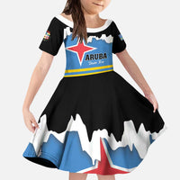 Aruba Dushi Tera Kid Short Sleeve Dress Coat Of Arms Torn Paper Stylized