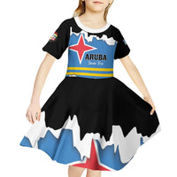 Aruba Dushi Tera Kid Short Sleeve Dress Coat Of Arms Torn Paper Stylized
