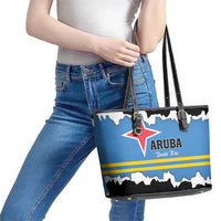 Aruba Dushi Tera Leather Tote Bag Coat Of Arms Torn Paper Stylized