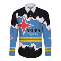 Aruba Dushi Tera Long Sleeve Button Shirt Coat Of Arms Torn Paper Stylized