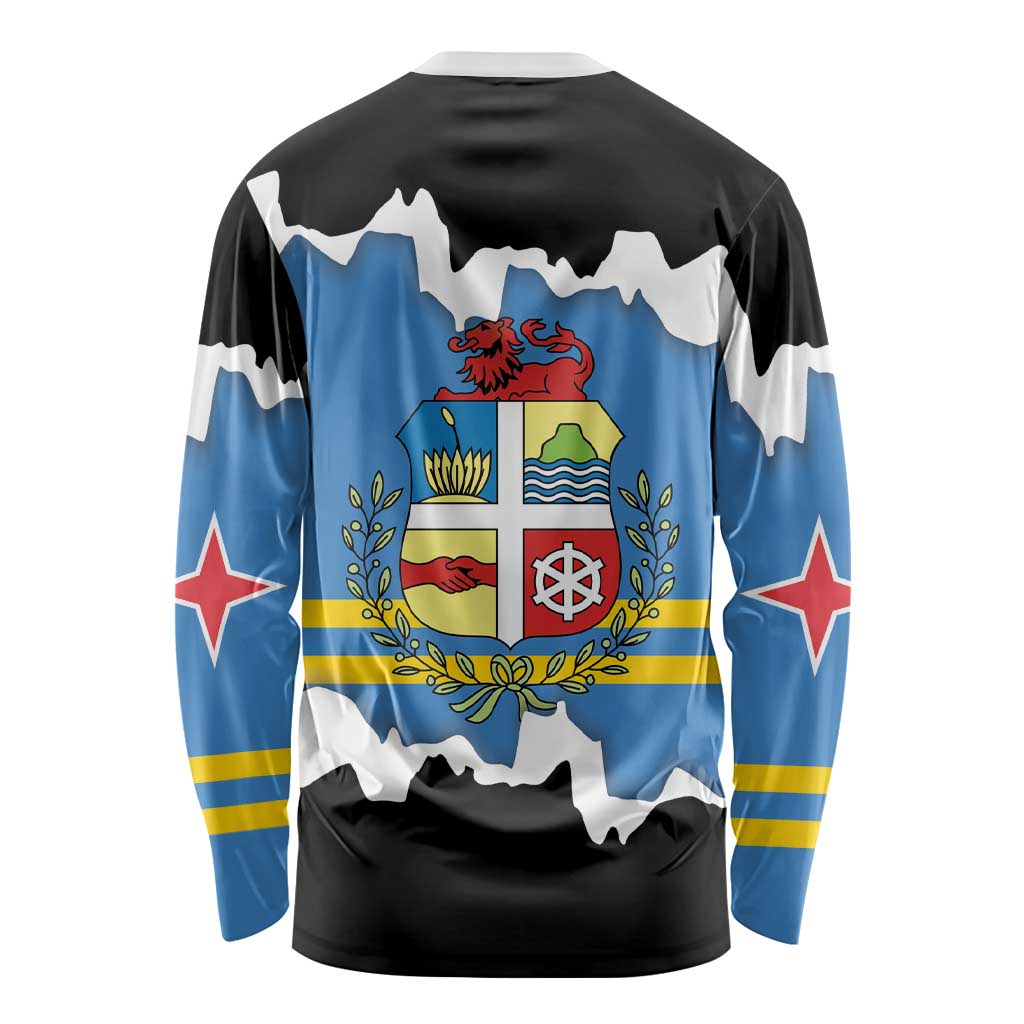 Aruba Dushi Tera Long Sleeve Shirt Coat Of Arms Torn Paper Stylized