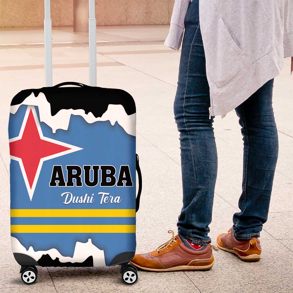 Aruba Dushi Tera Luggage Cover Coat Of Arms Torn Paper Stylized