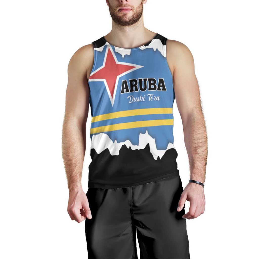 Aruba Dushi Tera Men Tank Top Coat Of Arms Torn Paper Stylized