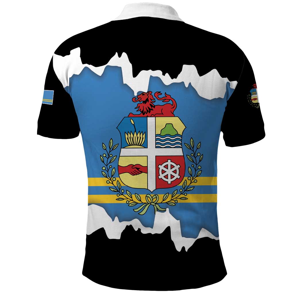 Aruba Dushi Tera Polo Shirt Coat Of Arms Torn Paper Stylized