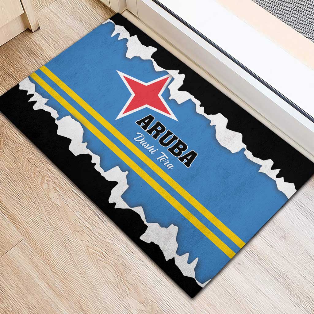 Aruba Dushi Tera Rubber Doormat Coat Of Arms Torn Paper Stylized