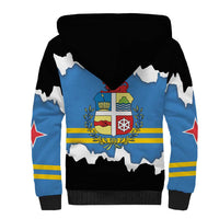 Aruba Dushi Tera Sherpa Hoodie Coat Of Arms Torn Paper Stylized