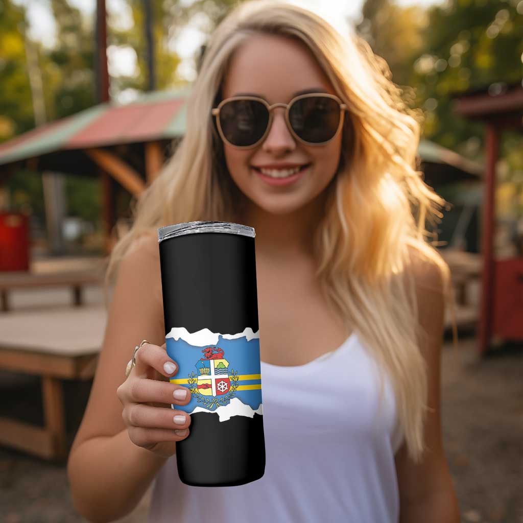 Aruba Dushi Tera Skinny Tumbler Coat Of Arms Torn Paper Stylized