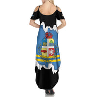 Aruba Dushi Tera Summer Maxi Dress Coat Of Arms Torn Paper Stylized