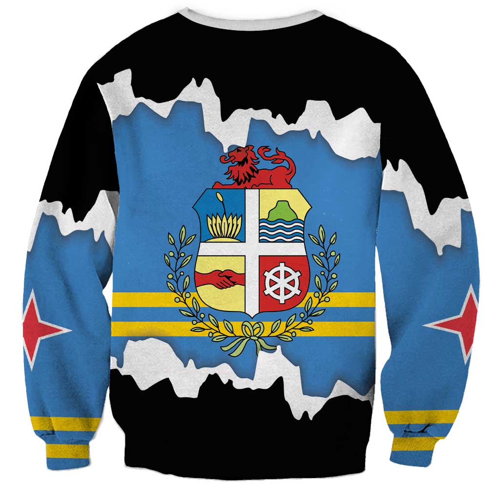 Aruba Dushi Tera Sweatshirt Coat Of Arms Torn Paper Stylized