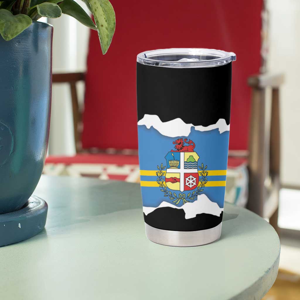 Aruba Dushi Tera Tumbler Cup Coat Of Arms Torn Paper Stylized
