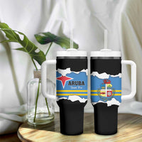 Aruba Dushi Tera Tumbler With Handle Coat Of Arms Torn Paper Stylized