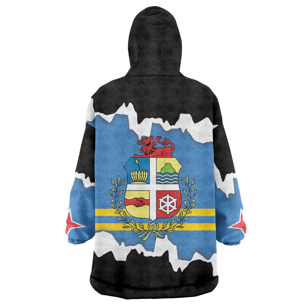 Aruba Dushi Tera Wearable Blanket Hoodie Coat Of Arms Torn Paper Stylized