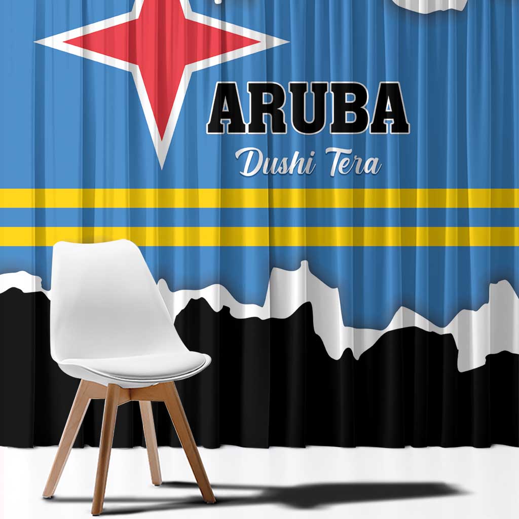 Aruba Dushi Tera Window Curtain Coat Of Arms Torn Paper Stylized