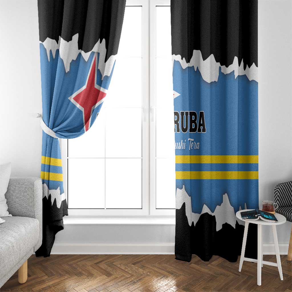 Aruba Dushi Tera Window Curtain Coat Of Arms Torn Paper Stylized