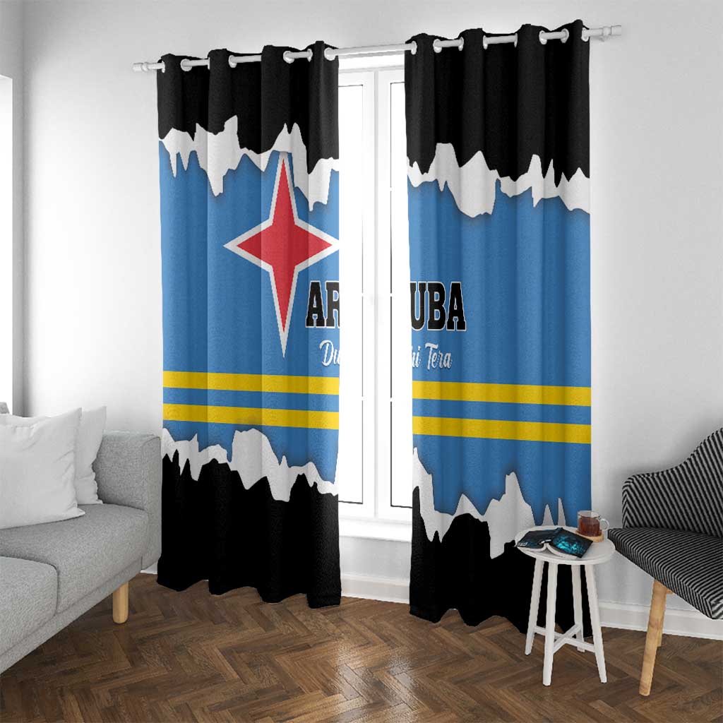 Aruba Dushi Tera Window Curtain Coat Of Arms Torn Paper Stylized