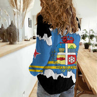 Aruba Dushi Tera Women Casual Shirt Coat Of Arms Torn Paper Stylized