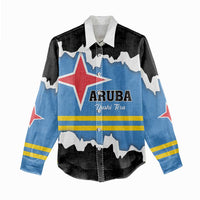 Aruba Dushi Tera Women Casual Shirt Coat Of Arms Torn Paper Stylized