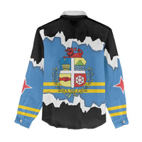 Aruba Dushi Tera Women Casual Shirt Coat Of Arms Torn Paper Stylized