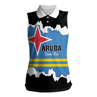 Aruba Dushi Tera Women Sleeveless Polo Shirt Coat Of Arms Torn Paper Stylized